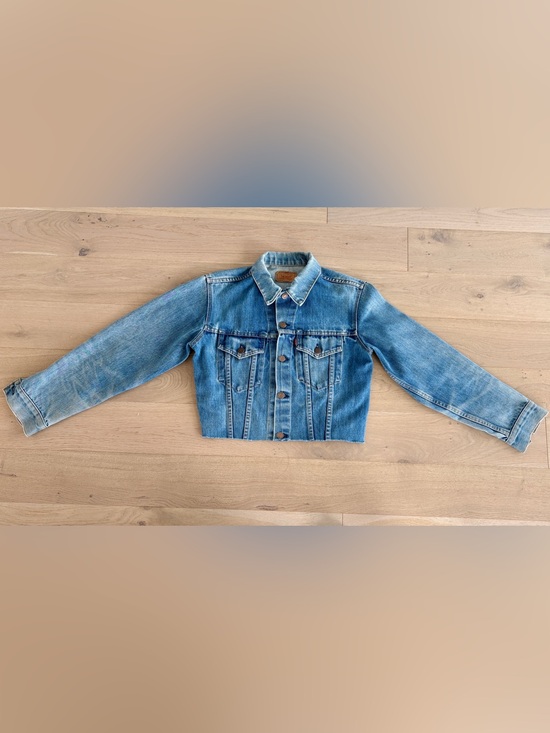 Levi's Jackets & Blazers - Vintage Levi's Light Blue Raw Cropped Denim Jacket Rare Blank Red Tab (S)